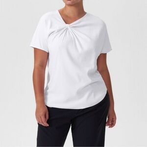 Universal Standard Gathered‑Neck White Top Women's S
